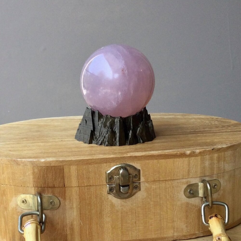 New Brown Crystal Ball Stand – 3D Rock Display Base